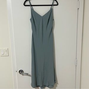 Dress Forum Slate Blue Midi Satin Dress